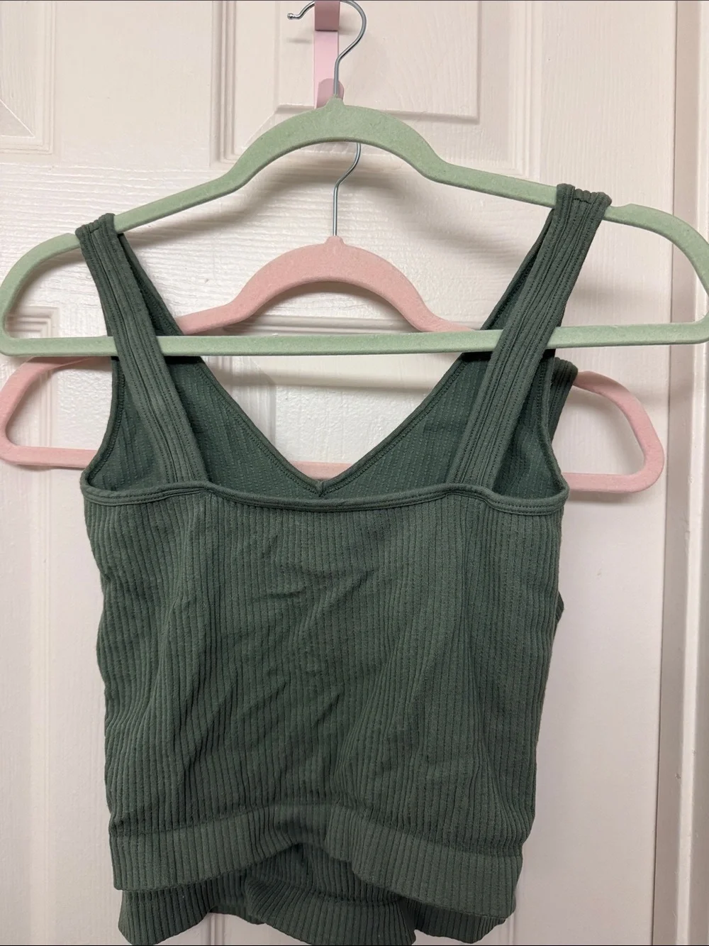 Free people Ribbed V-Neck Tank Top in Olive Green
